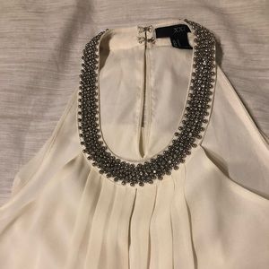 White halter dress with cute neckline detail